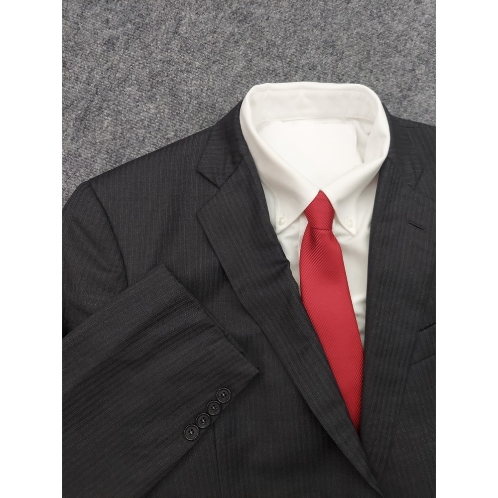 Brooks Brothers Blazer Jacket Mens 44 R Charcoal Pinstripe Saxxon Madison Wool